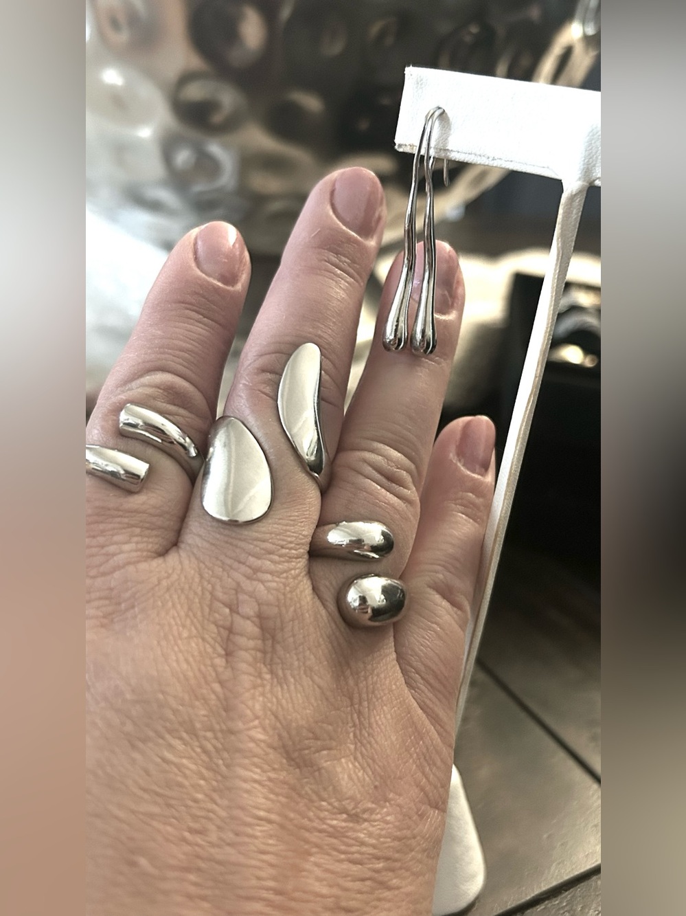 Modern Sculptural Silver Organic Ring - Silver